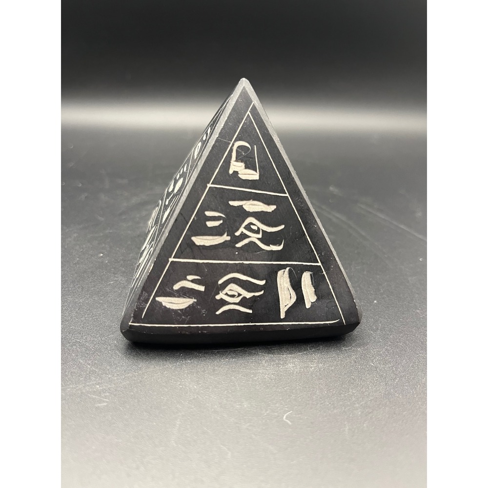 VTG Egyptian Pyramid Sculpture Hieroglyphics Decor Collectible Ancient Egypt